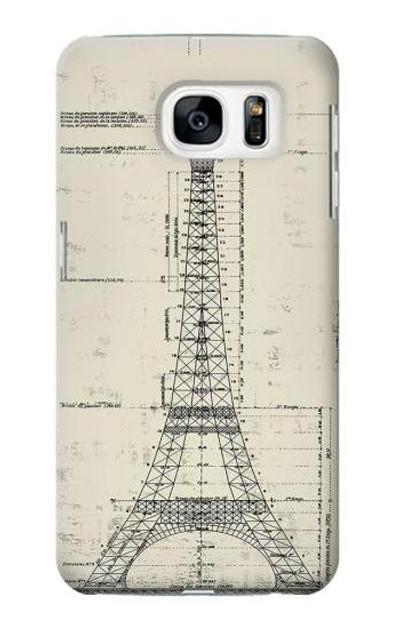 S3474 Eiffel Architectural Drawing Case Cover Custodia per Samsung Galaxy S7