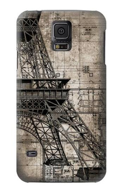 S3416 Eiffel Tower Blueprint Case Cover Custodia per Samsung Galaxy S5
