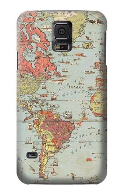 S3418 Vintage World Map Case Cover Custodia per Samsung Galaxy S5