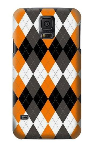S3421 Black Orange White Argyle Plaid Case Cover Custodia per Samsung Galaxy S5