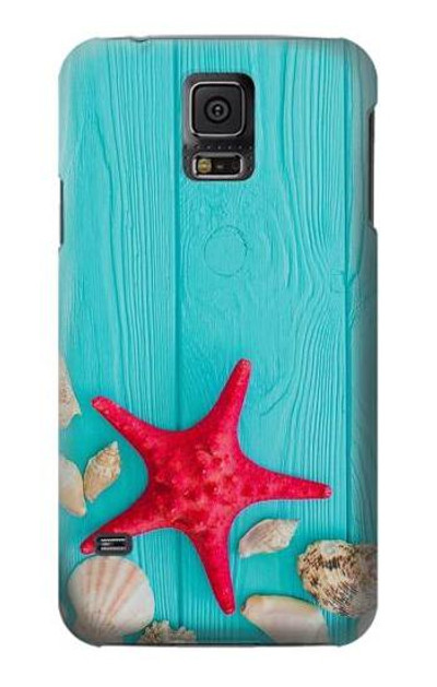 S3428 Aqua Wood Starfish Shell Case Cover Custodia per Samsung Galaxy S5