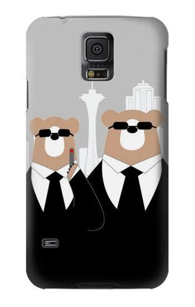 S3557 Bear in Black Suit Case Cover Custodia per Samsung Galaxy S5