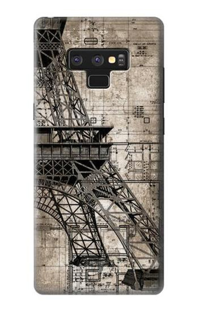 S3416 Eiffel Tower Blueprint Case Cover Custodia per Note 9 Samsung Galaxy Note9