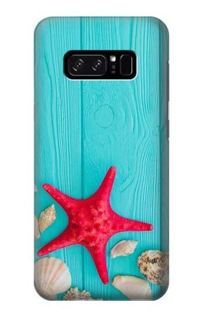 S3428 Aqua Wood Starfish Shell Case Cover Custodia per Note 8 Samsung Galaxy Note8