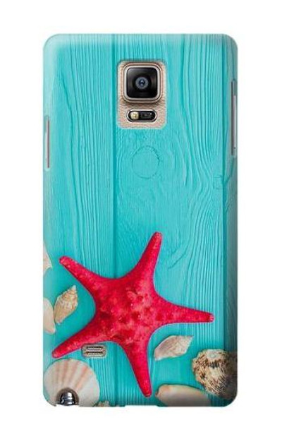 S3428 Aqua Wood Starfish Shell Case Cover Custodia per Samsung Galaxy Note 4