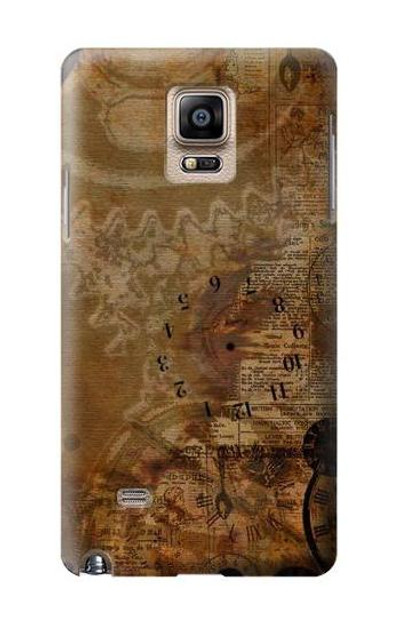 S3456 Vintage Paper Clock Steampunk Case Cover Custodia per Samsung Galaxy Note 4