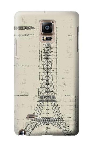 S3474 Eiffel Architectural Drawing Case Cover Custodia per Samsung Galaxy Note 4