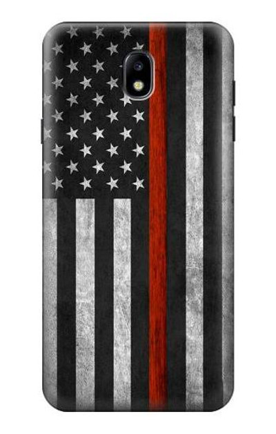 S3472 Firefighter Thin Red Line Flag Case Cover Custodia per Samsung Galaxy J7 (2018), J7 Aero, J7 Top, J7 Aura, J7 Crown, J7 Refine, J7 Eon, J7 V 2nd Gen, J7 Star