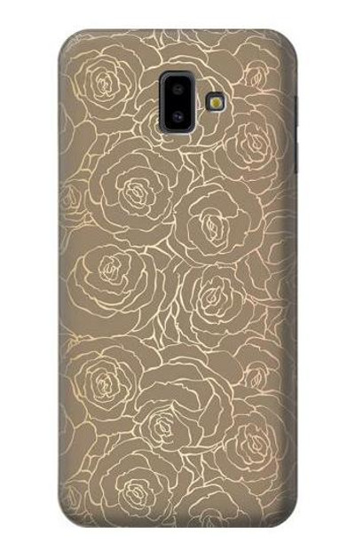 S3466 Gold Rose Pattern Case Cover Custodia per Samsung Galaxy J6+ (2018), J6 Plus (2018)