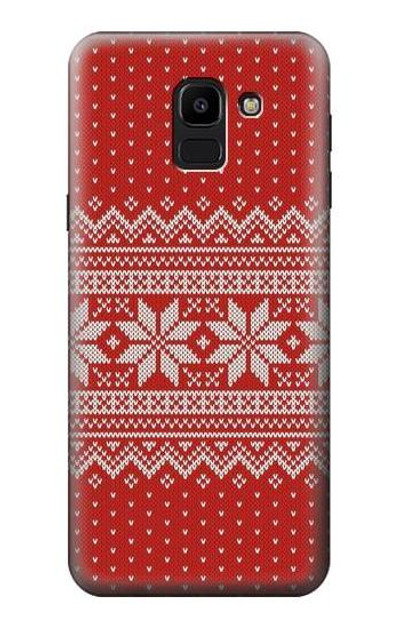 S3384 Winter Seamless Knitting Pattern Case Cover Custodia per Samsung Galaxy J6 (2018)