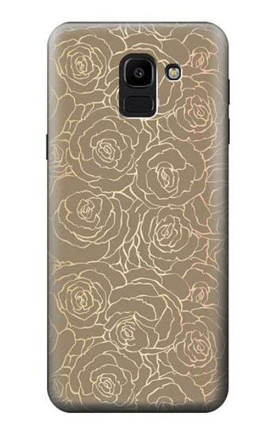 S3466 Gold Rose Pattern Case Cover Custodia per Samsung Galaxy J6 (2018)