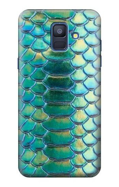 S3414 Green Snake Scale Graphic Print Case Cover Custodia per Samsung Galaxy A6 (2018)