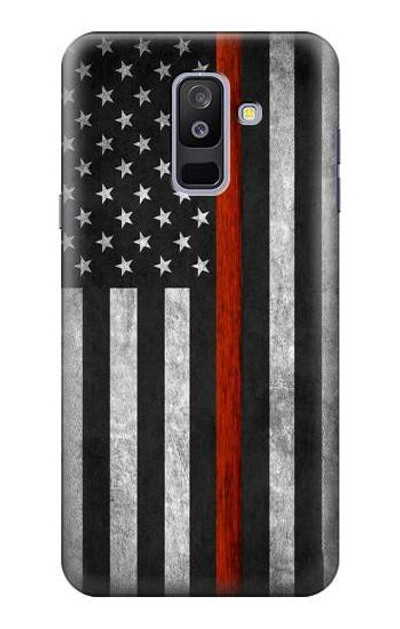 S3472 Firefighter Thin Red Line Flag Case Cover Custodia per Samsung Galaxy A6+ (2018), J8 Plus 2018, A6 Plus 2018