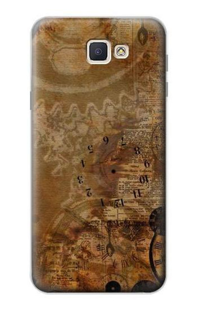 S3456 Vintage Paper Clock Steampunk Case Cover Custodia per Samsung Galaxy J7 Prime (SM-G610F)