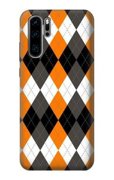 S3421 Black Orange White Argyle Plaid Case Cover Custodia per Huawei P30 Pro