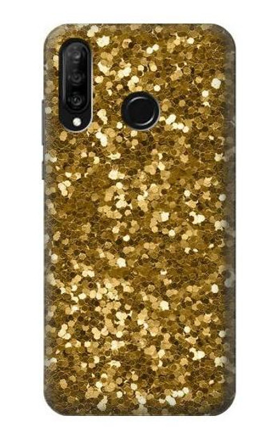 S3388 Gold Glitter Graphic Print Case Cover Custodia per Huawei P30 lite