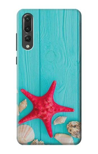 S3428 Aqua Wood Starfish Shell Case Cover Custodia per Huawei P20 Pro