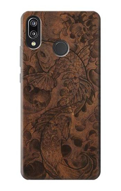 S3405 Fish Tattoo Leather Graphic Print Case Cover Custodia per Huawei P20 Lite