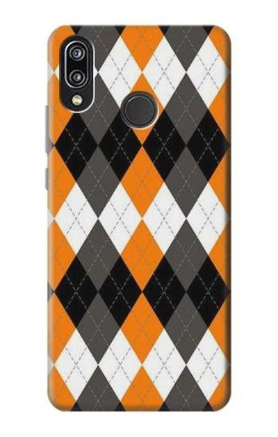 S3421 Black Orange White Argyle Plaid Case Cover Custodia per Huawei P20 Lite