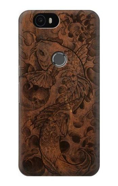 S3405 Fish Tattoo Leather Graphic Print Case Cover Custodia per Huawei Nexus 6P