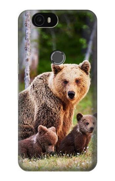 S3558 Bear Family Case Cover Custodia per Huawei Nexus 6P