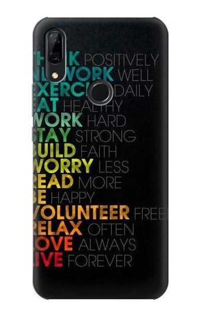 S3523 Think Positive Words Quotes Case Cover Custodia per Huawei P Smart Z, Y9 Prime 2019