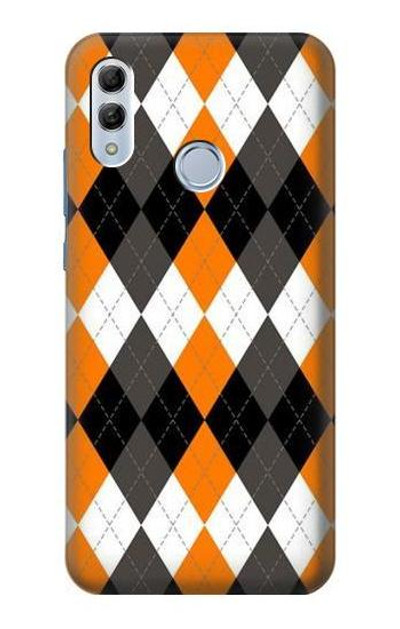 S3421 Black Orange White Argyle Plaid Case Cover Custodia per Huawei Honor 10 Lite, Huawei P Smart 2019