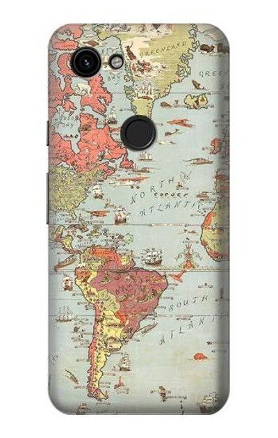 S3418 Vintage World Map Case Cover Custodia per Google Pixel 3a