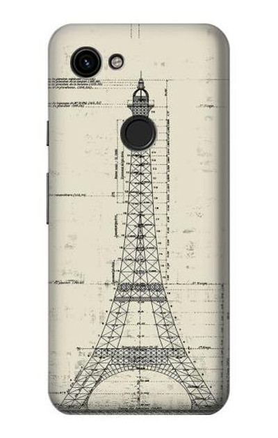 S3474 Eiffel Architectural Drawing Case Cover Custodia per Google Pixel 3a