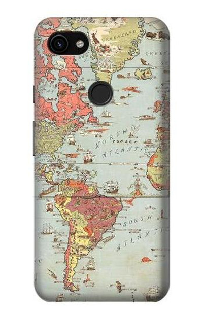 S3418 Vintage World Map Case Cover Custodia per Google Pixel 3a XL