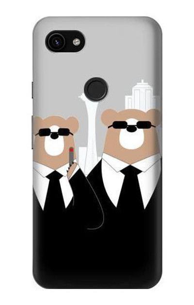 S3557 Bear in Black Suit Case Cover Custodia per Google Pixel 3a XL