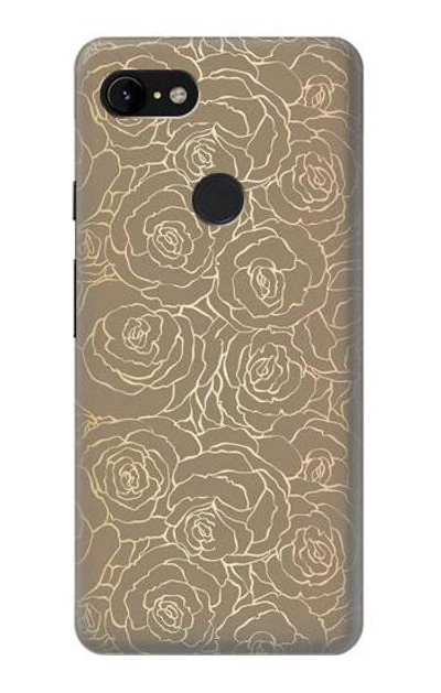 S3466 Gold Rose Pattern Case Cover Custodia per Google Pixel 3 XL