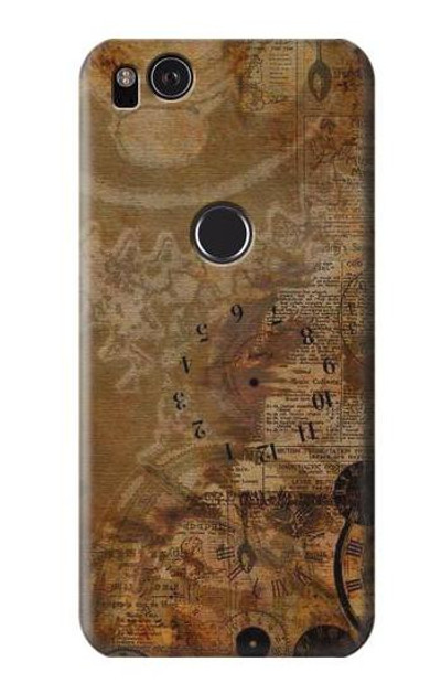 S3456 Vintage Paper Clock Steampunk Case Cover Custodia per Google Pixel 2