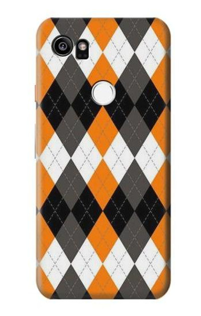 S3421 Black Orange White Argyle Plaid Case Cover Custodia per Google Pixel 2 XL