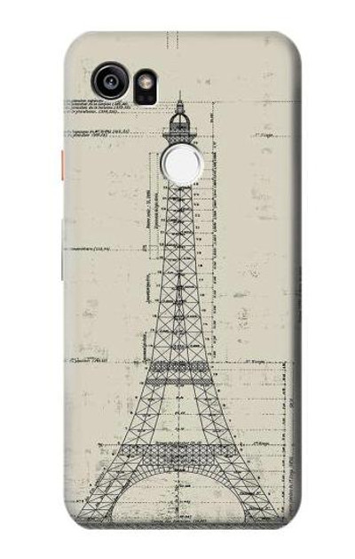 S3474 Eiffel Architectural Drawing Case Cover Custodia per Google Pixel 2 XL