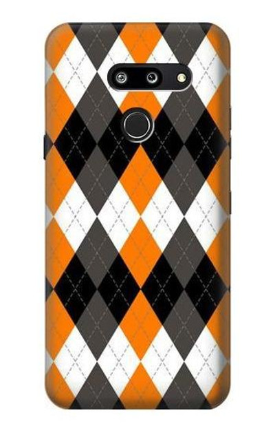 S3421 Black Orange White Argyle Plaid Case Cover Custodia per LG G8 ThinQ