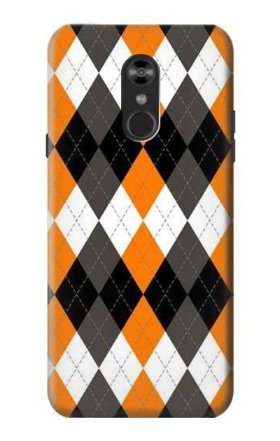 S3421 Black Orange White Argyle Plaid Case Cover Custodia per LG Q Stylo 4, LG Q Stylus