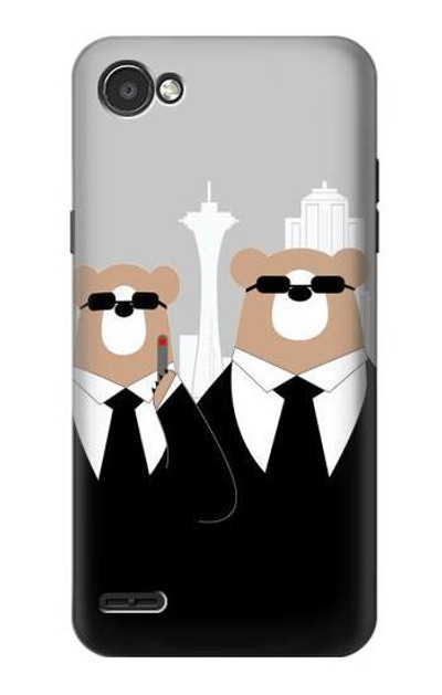 S3557 Bear in Black Suit Case Cover Custodia per LG Q6