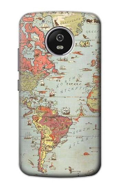 S3418 Vintage World Map Case Cover Custodia per Motorola Moto G5