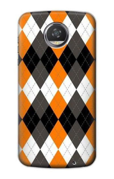 S3421 Black Orange White Argyle Plaid Case Cover Custodia per Motorola Moto Z2 Play, Z2 Force