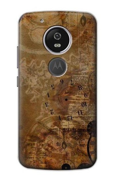 S3456 Vintage Paper Clock Steampunk Case Cover Custodia per Motorola Moto G6 Play, Moto G6 Forge, Moto E5