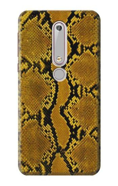 S3365 Yellow Python Skin Graphic Print Case Cover Custodia per Nokia 6.1, Nokia 6 2018