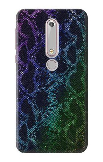 S3366 Rainbow Python Skin Graphic Print Case Cover Custodia per Nokia 6.1, Nokia 6 2018