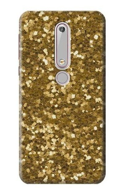 S3388 Gold Glitter Graphic Print Case Cover Custodia per Nokia 6.1, Nokia 6 2018