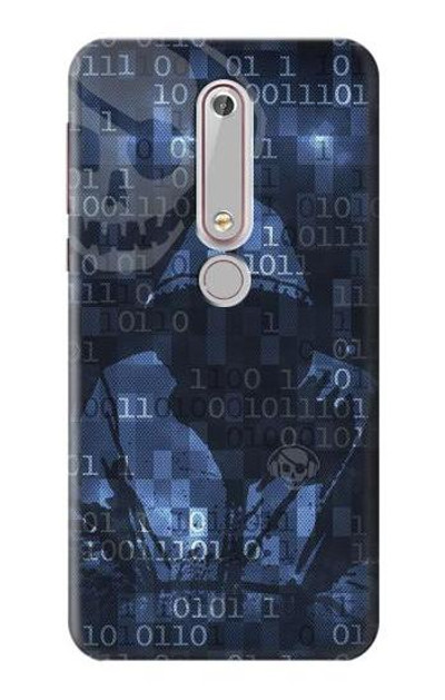 S3431 Digital Code Cyber Hacker Case Cover Custodia per Nokia 6.1, Nokia 6 2018