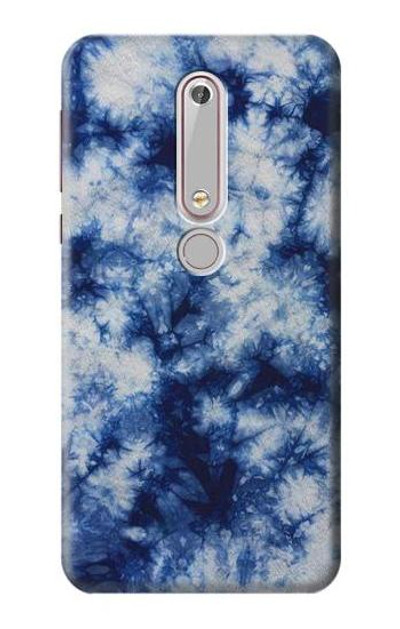 S3439 Fabric Indigo Tie Dye Case Cover Custodia per Nokia 6.1, Nokia 6 2018