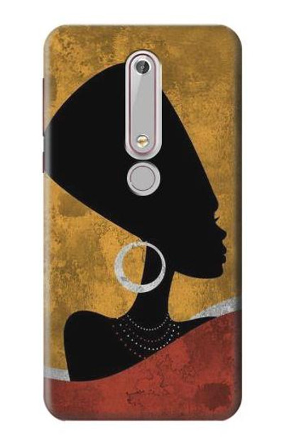 S3453 African Queen Nefertiti Silhouette Case Cover Custodia per Nokia 6.1, Nokia 6 2018