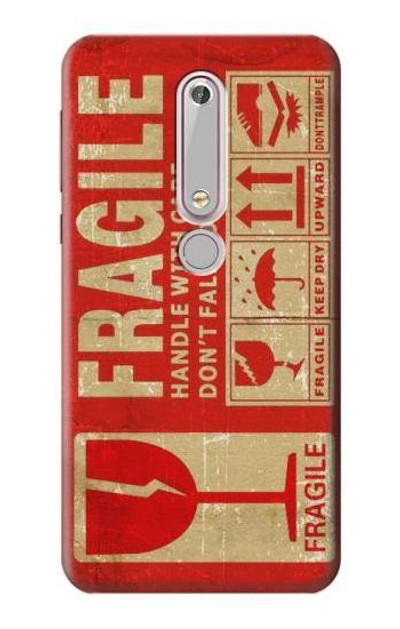 S3552 Vintage Fragile Label Art Case Cover Custodia per Nokia 6.1, Nokia 6 2018