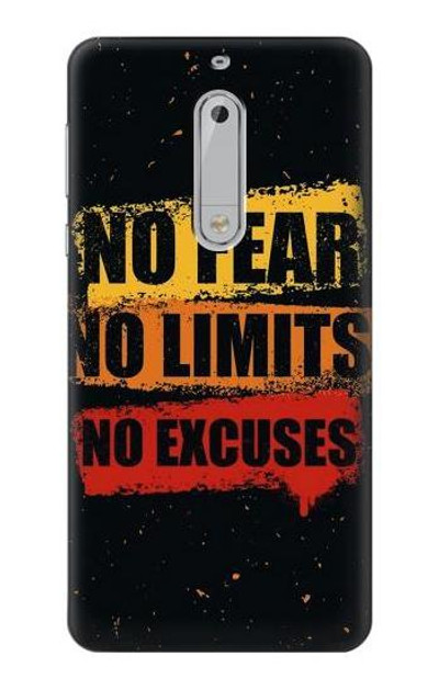 S3492 No Fear Limits Excuses Case Cover Custodia per Nokia 5
