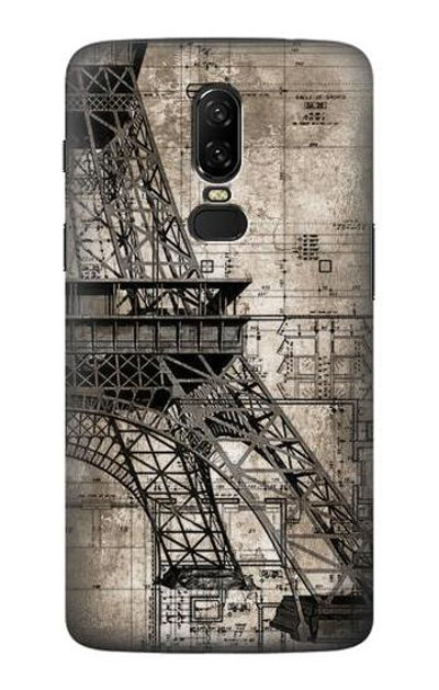 S3416 Eiffel Tower Blueprint Case Cover Custodia per OnePlus 6